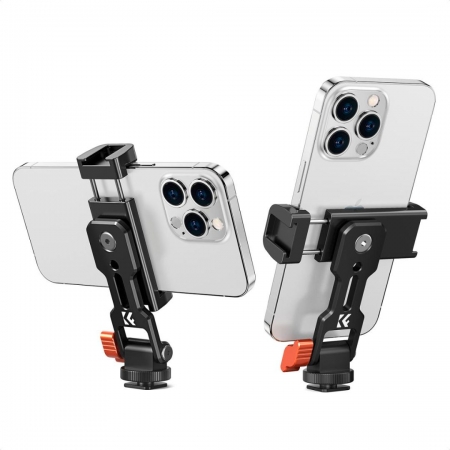 K&F Concept Metal Phone Tripod Mount, Universal Smartphone Stand with 2 Cold Shoe Mount KF31.094